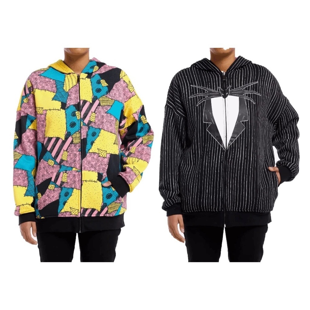 The Nightmare Before Christmas Jack & Sally reversible sweatshirt hoodie medium